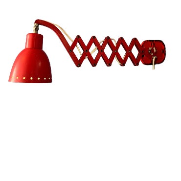 Mid-Century Modern Red Hala Scissor Wall Lamp For Sale