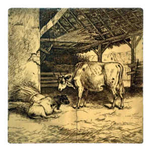 William Wise "Animals on the Farm" Series Minton Sepia-Toned Tile C. 1885