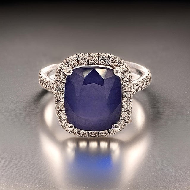 Natural Sapphire Diamond Ring Size 6.5 14k White Gold 6.35 Certified For Sale - Image 9 of 9