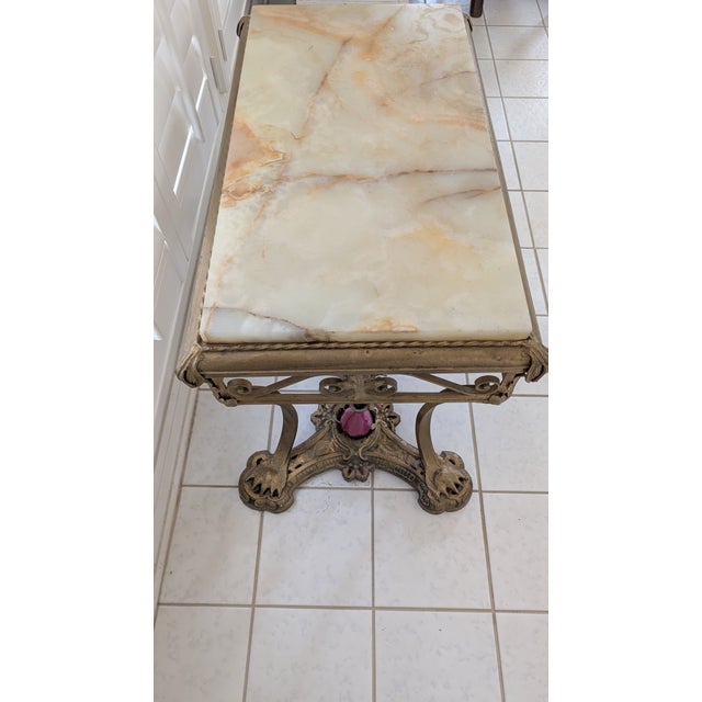 Antique Italian Cast Iron Base Coffee Table With Creamy Ivory Marble Top For Sale In Washington DC - Image 6 of 10