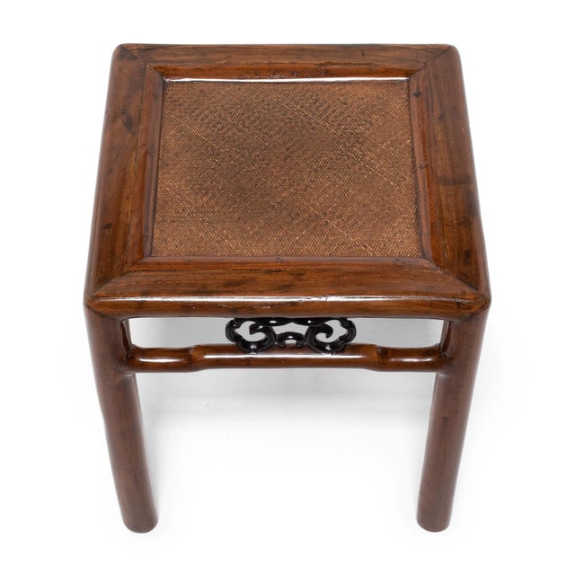 Mid 19th Century Pair of Fine Chinese Woven Top Square Stools, C. 1850 For Sale - Image 5 of 8