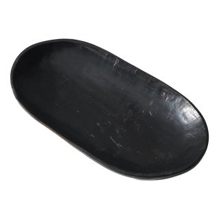 Organic Shaped Black Wooden Bowl, 1960s For Sale