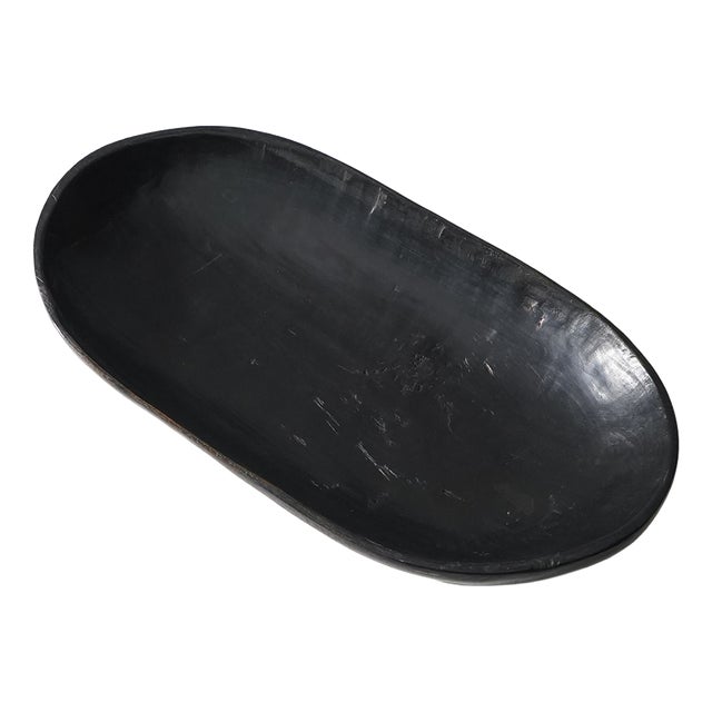 Organic Shaped Black Wooden Bowl, 1960s For Sale