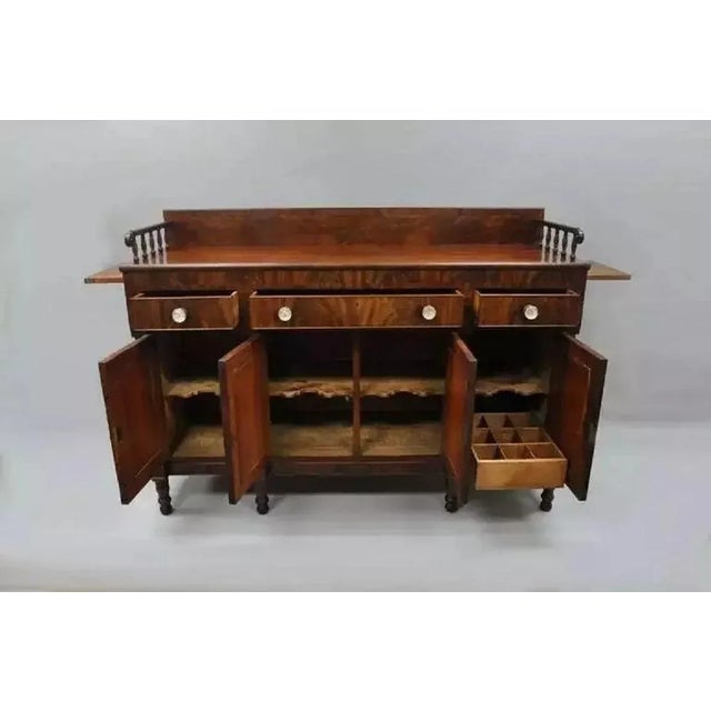 Traditional Antique 19th C. American Empire Crotch Flame Mahogany Sideboard Buffet For Sale - Image 3 of 11