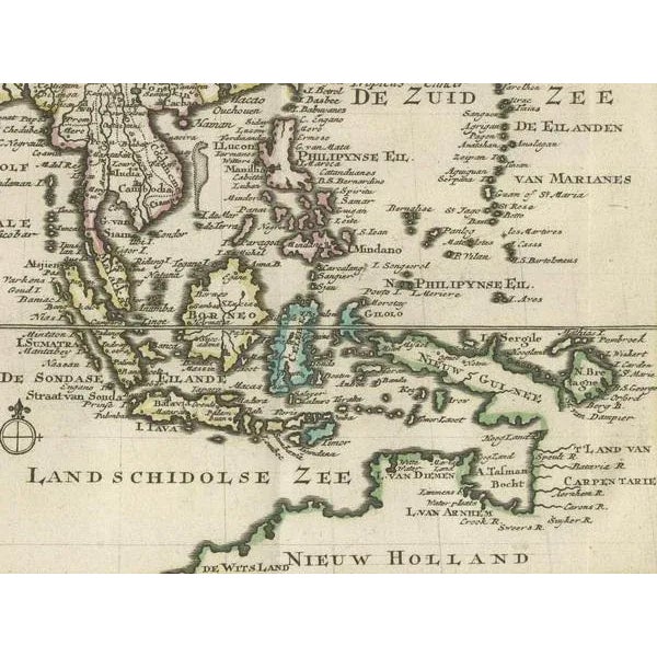 Mid 18th Century Authentic Map of Southeast Asia with Original Border Coloring, 1745 For Sale - Image 5 of 6