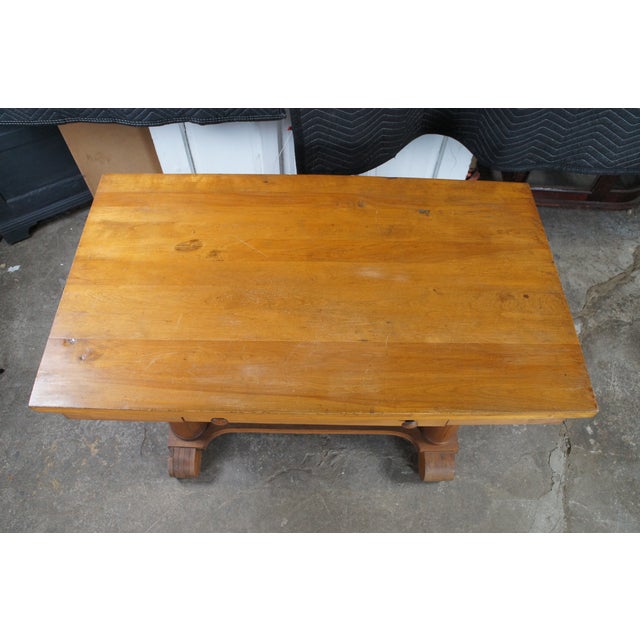 Antique American Arts & Crafts Mission Style Library Table Office Writing Desk For Sale - Image 6 of 12