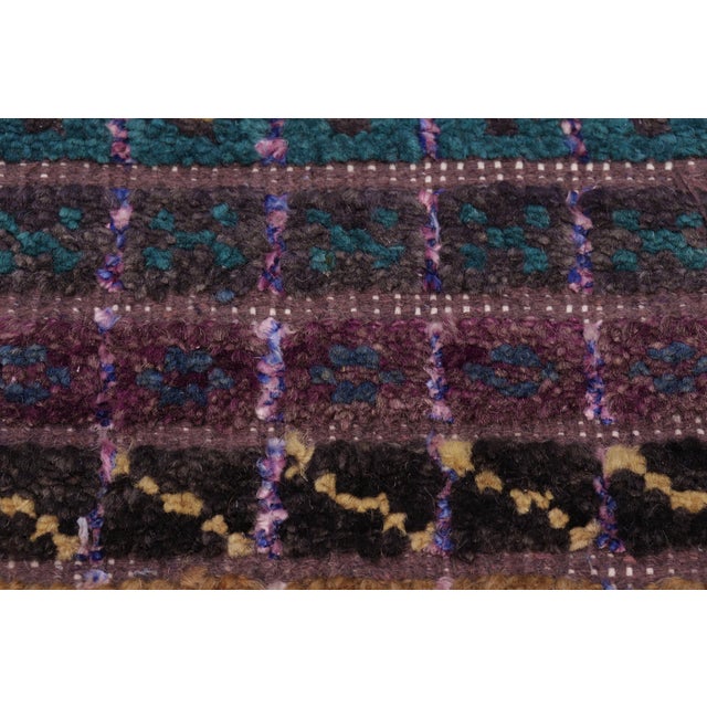 1990s Boho Chic Purple/Blue High Low Wool & Silk Rug - 8'11'' X 12'3'' For Sale - Image 5 of 9