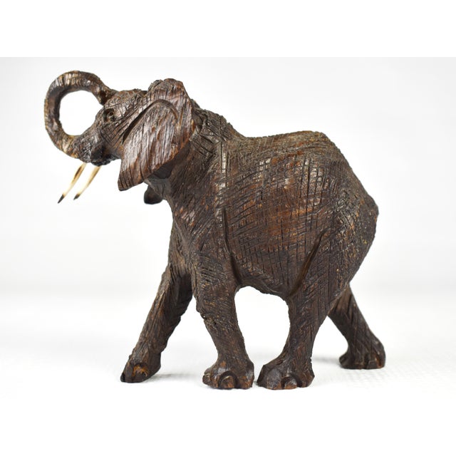 Antique Hard Dark Wood Hand Carved Elephant Figurine Chairish