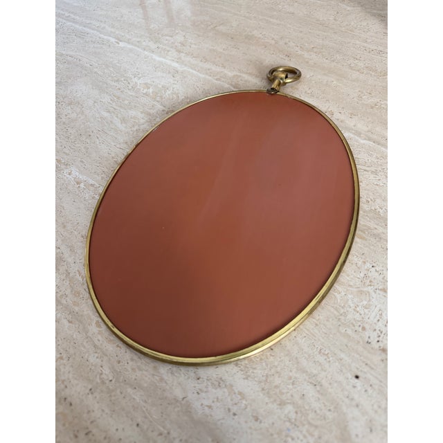 Italian Brass Oval Mirror Articulated Hanger For Sale - Image 12 of 14
