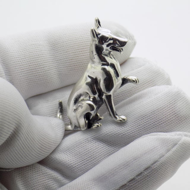 Vintage miniature sculpture depicting a German Shepherd dog, handmade in Italy between the 1980s and 1990s in genuine...