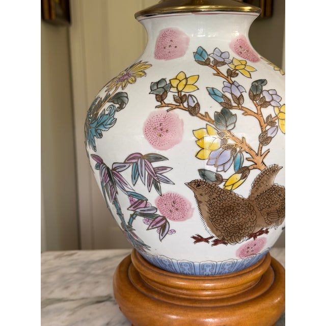 Vintage Chinoiserie Lamp in Botanical & Bird Motifs Attributed to Frederick Cooper For Sale - Image 10 of 18