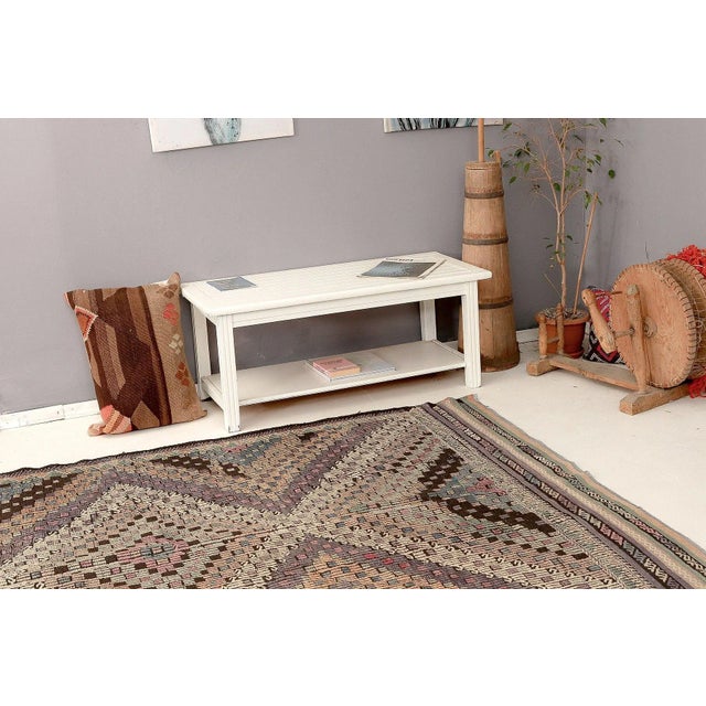 Mid 20th Century Vintage Embroidered Turkish Kilim Rug For Sale In Los Angeles - Image 6 of 7