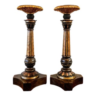 John-Richard Associates Painted Tall Candlesticks - a Pair For Sale