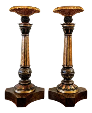John-Richard Associates Painted Tall Candlesticks - a Pair