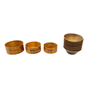 Ultra Mid Century Modern Faux Wood & Real Wood Snack Serving Set - 15 Pieces