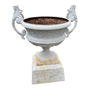 Antique Victorian Cast-Iron Garden Urn With Handles