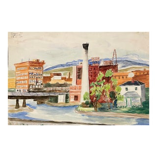 1948 Missoula Montana Watercolor by Matthews For Sale