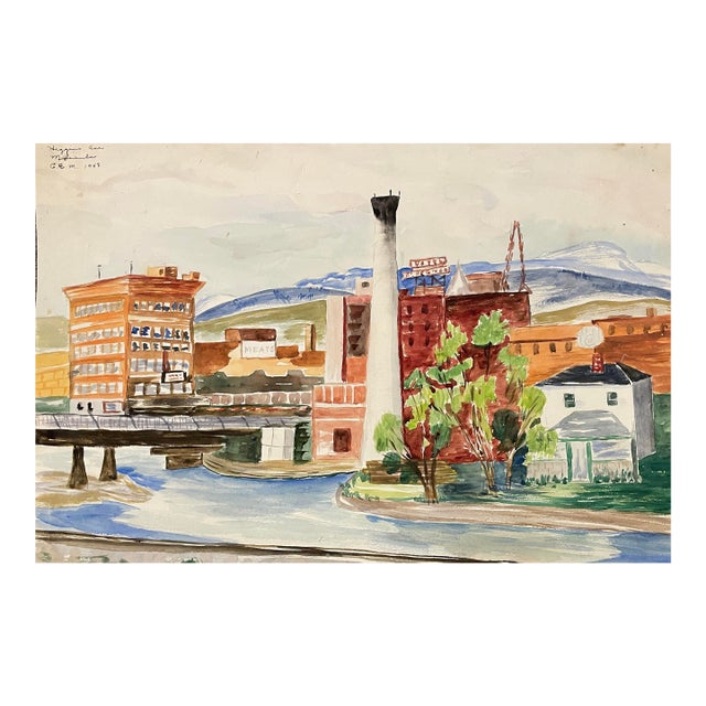 1948 Missoula Montana Watercolor by Matthews For Sale