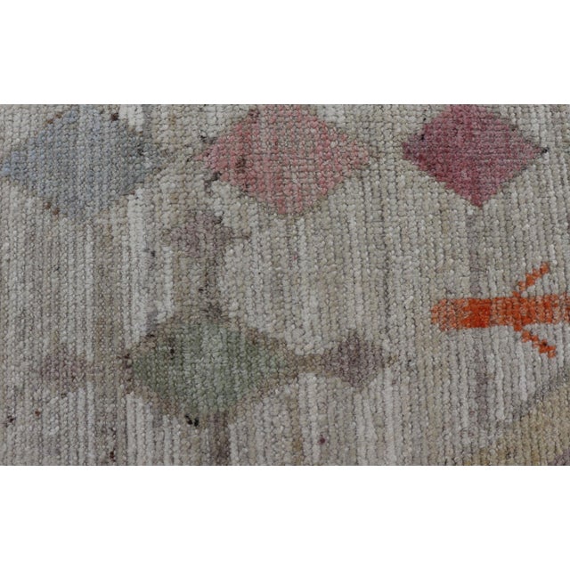Early 21st Century Modern Afghan Tribal Motif Design Runner in Cream and Vivid Colors For Sale - Image 5 of 7