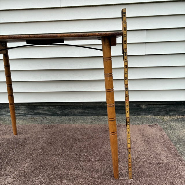 Wood Late 19th Century Antique American Folding Sewing Table With Faux Bamboo Legs For Sale - Image 7 of 12