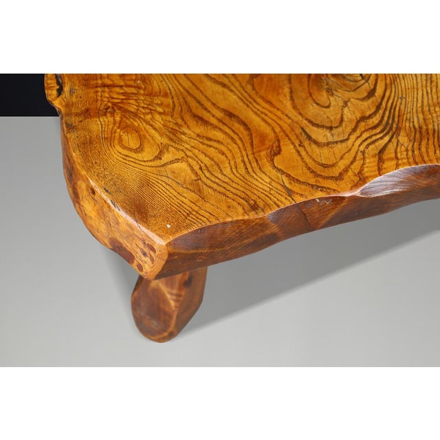 Brown Brutalist Elm Side Tables, France, 1960s, Set of 2 For Sale - Image 8 of 17