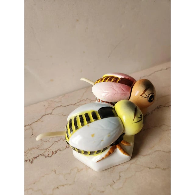 Ceramic 1950s Bumble Bee Honey Pots Hand Painted Condiment Server - 4 pcs For Sale - Image 7 of 9