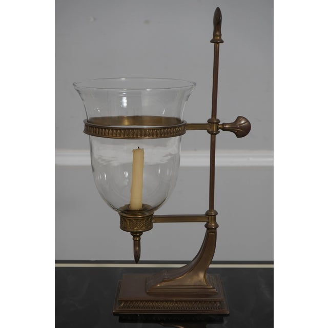 Age: Approx: 25 Years Old Details: Factory Aged Hurricane Shape Glass Globes Solid Brass High Quality Construction Regency...