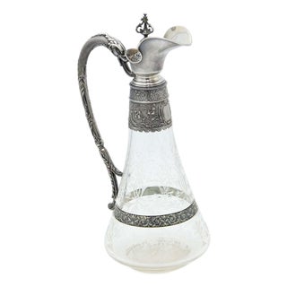 Acid Etched Glass Wine Jug For Sale