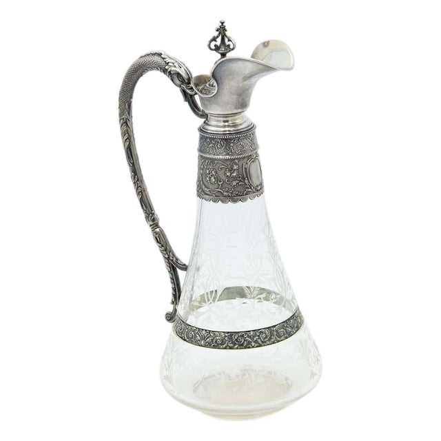 Acid Etched Glass Wine Jug For Sale