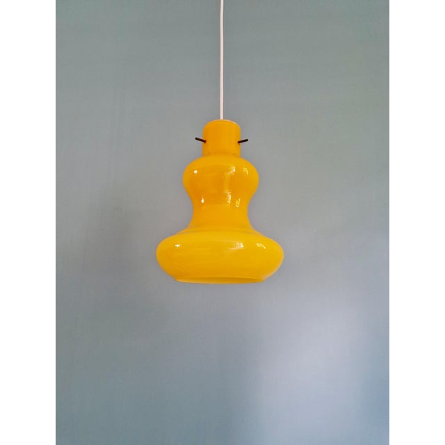 Vintage Yellow Opaline Glass Pendant Light, Italy, 1960s For Sale - Image 10 of 14