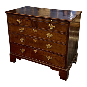 1780 George III Chest of Drawers on Bracket Feet With Brushing Slide & Secret Sovereign Drawer