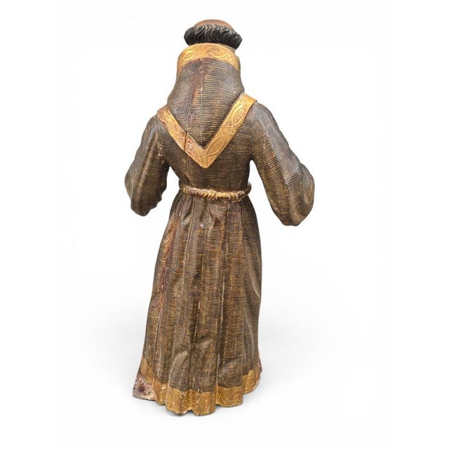 Spanish Artist, Sculpture of Saint Anthony of Padua, 1670, Wood For Sale - Image 11 of 16