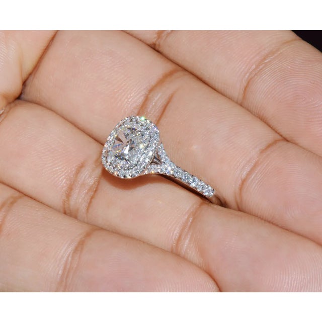 Genuine Tiffany & Co. Natural 1.30Cts Diamond Soleste 950 Platinum Engagement Ring, size 6 For Sale - Image 9 of 10