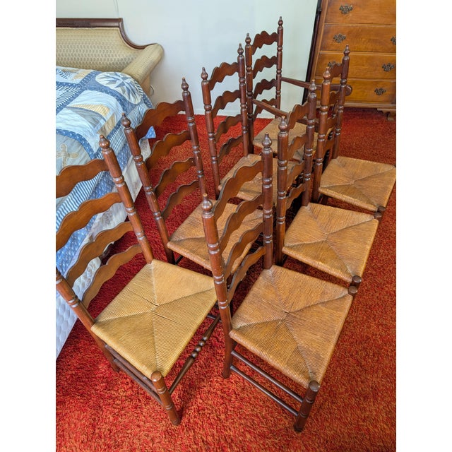 Vintage Tell City Chair Company Rush-Seat Dining Chairs Set of 7 For Sale - Image 4 of 16