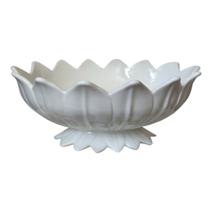 Vintage Milk Glass Lotus Compote Bowl
