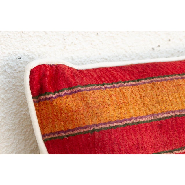 Patan Striped Mashru Lumbar Pillow For Sale - Image 4 of 6