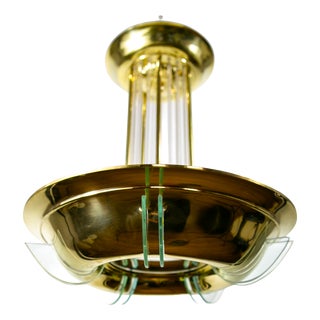 Art Deco Modernist Ceiling Lamp with Glass Rods, France, 1930 For Sale