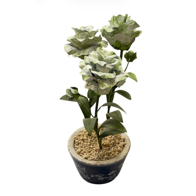 2000 - 2009 Vintage Chinoiserie Tôle Peinte Floral Topiary in Chonqing-Style Ceramic Pot For Sale - Image 5 of 12