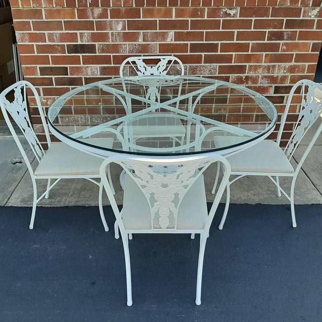 Vintage Cast Aluminum Patio Table & 4 Chairs Chairish