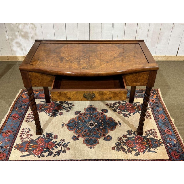 Early 20th Century Antique English Burr Walnut Desk, 1900s For Sale - Image 5 of 14