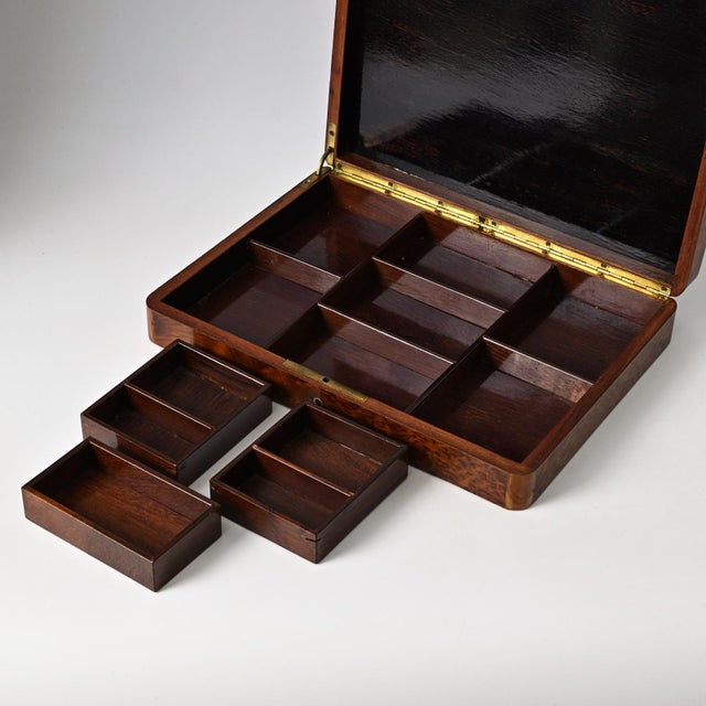 Brown Antique 19th Century Napoleon III Burlwood Marquetry Box For Sale - Image 8 of 15