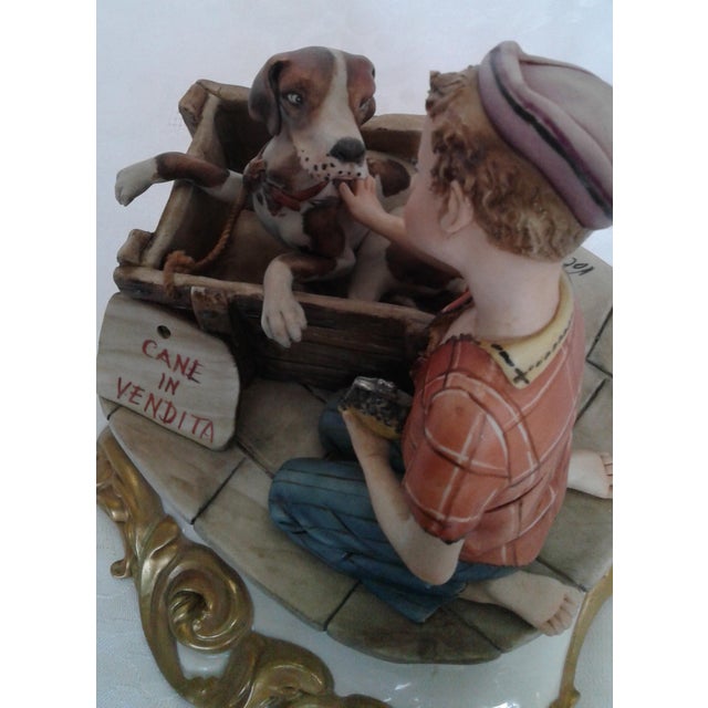 Vintage Italian Capodimonte Porcelain "Cane in Vendita" (Dog for Sale) Figurine by Volta For Sale - Image 4 of 6