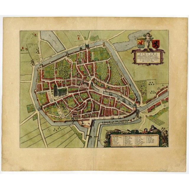 17th Century Antique Bird's-Eye View Map of Zierikzee in Zeeland, Netherlands, 1649 For Sale - Image 5 of 5