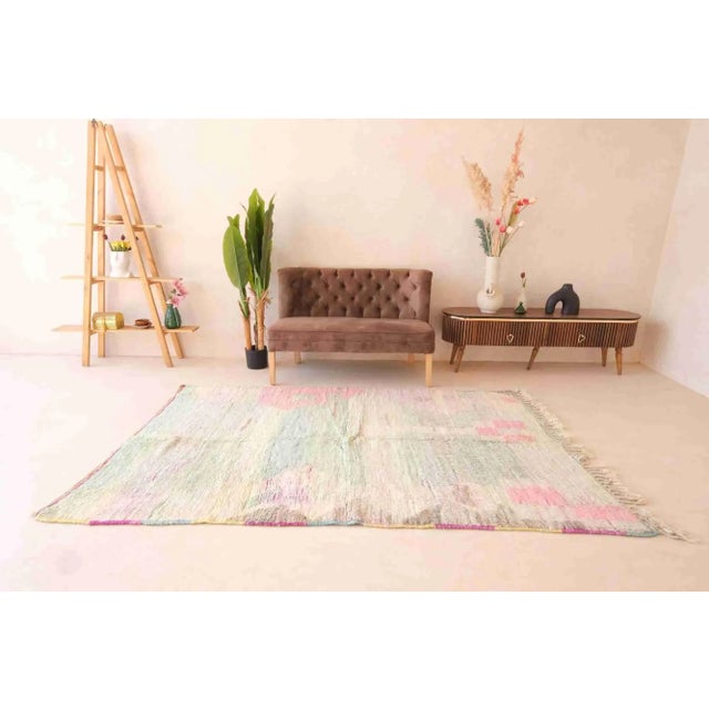 Mid-Century Modern Mid-Century Modern Contemporary Pastel Wool Rug - 8.1 X 4.9 Ft For Sale - Image 3 of 9