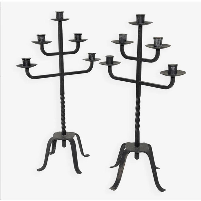 Black Large Iron Candlesticks, 1950s, Set of 2 For Sale - Image 8 of 8