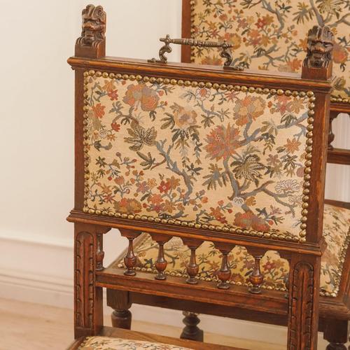 Six-piece chair set in the Historicist style, dating from around 1890. The chairs appear clearly structured and...