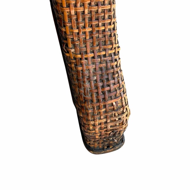 Late 20th Century Serpentine Front Woven Rattan and Grasscloth Console, Sofa Table or Desk For Sale - Image 5 of 10