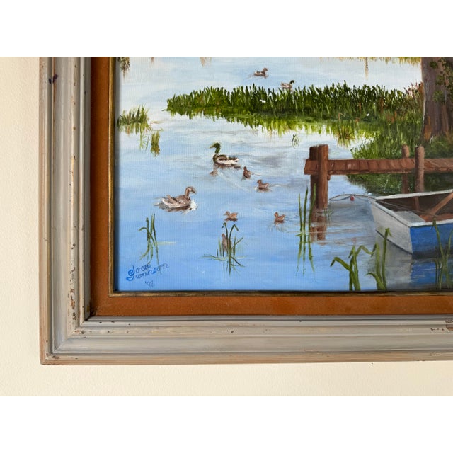 Wood Jaon Swanson Florida Highwaymen - Style Tropical Landscape Acrylic on Canvas Painting, Framed For Sale - Image 7 of 12