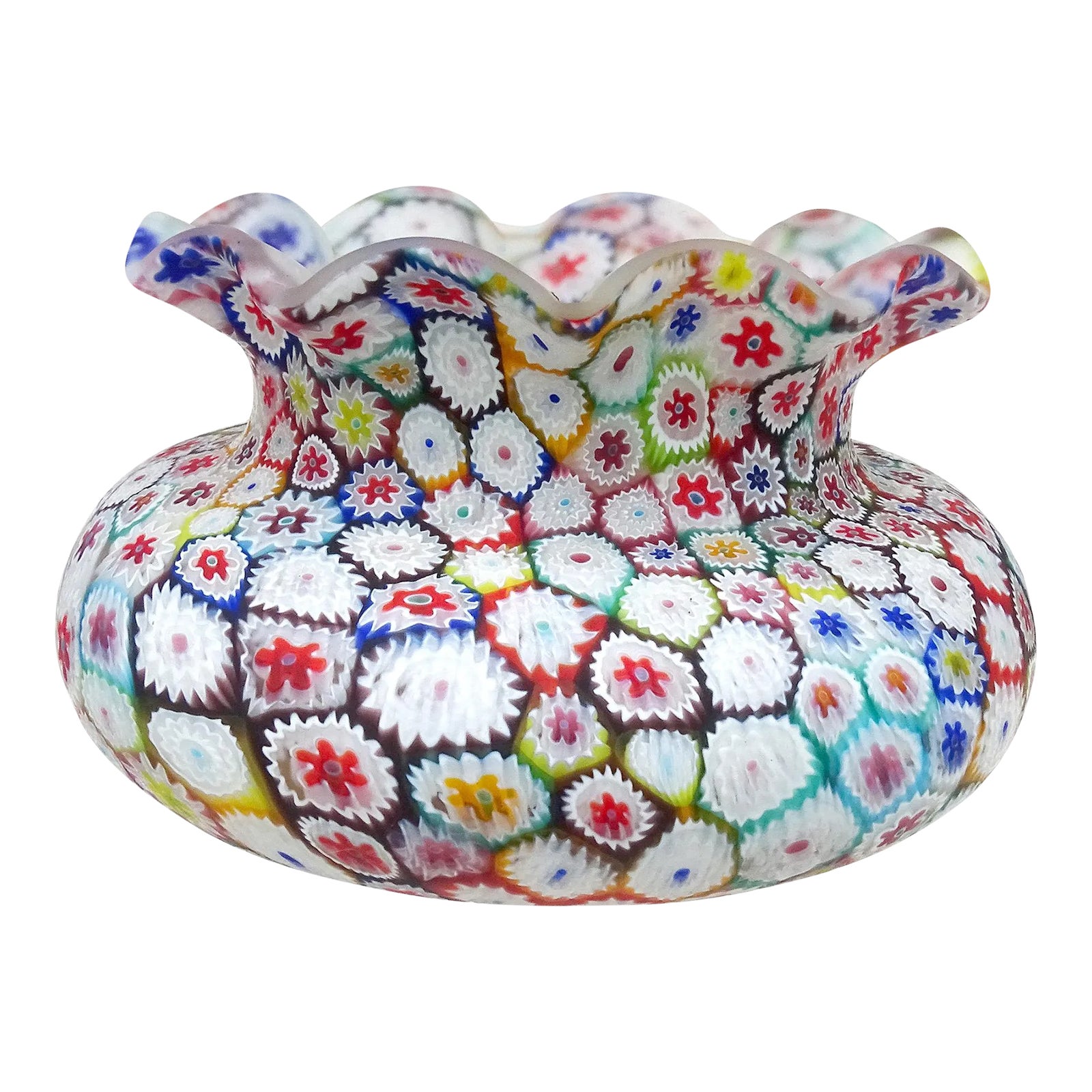 Fratelli Toso Murano Vintage Millefiori Flower Mosaic Rainbow