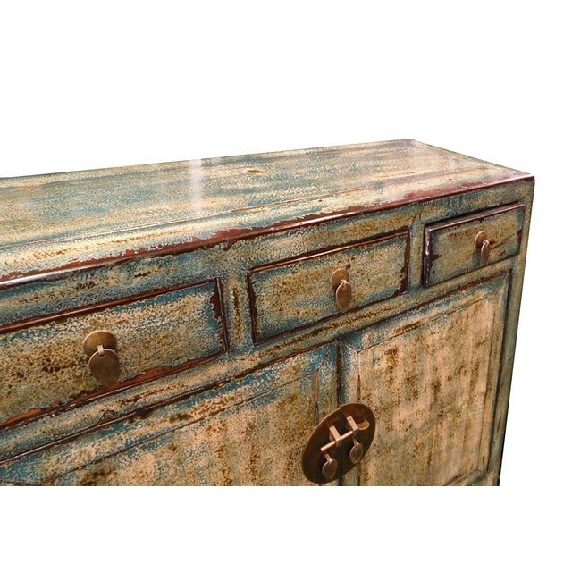 Distressed Blue Tall Credenza Chairish